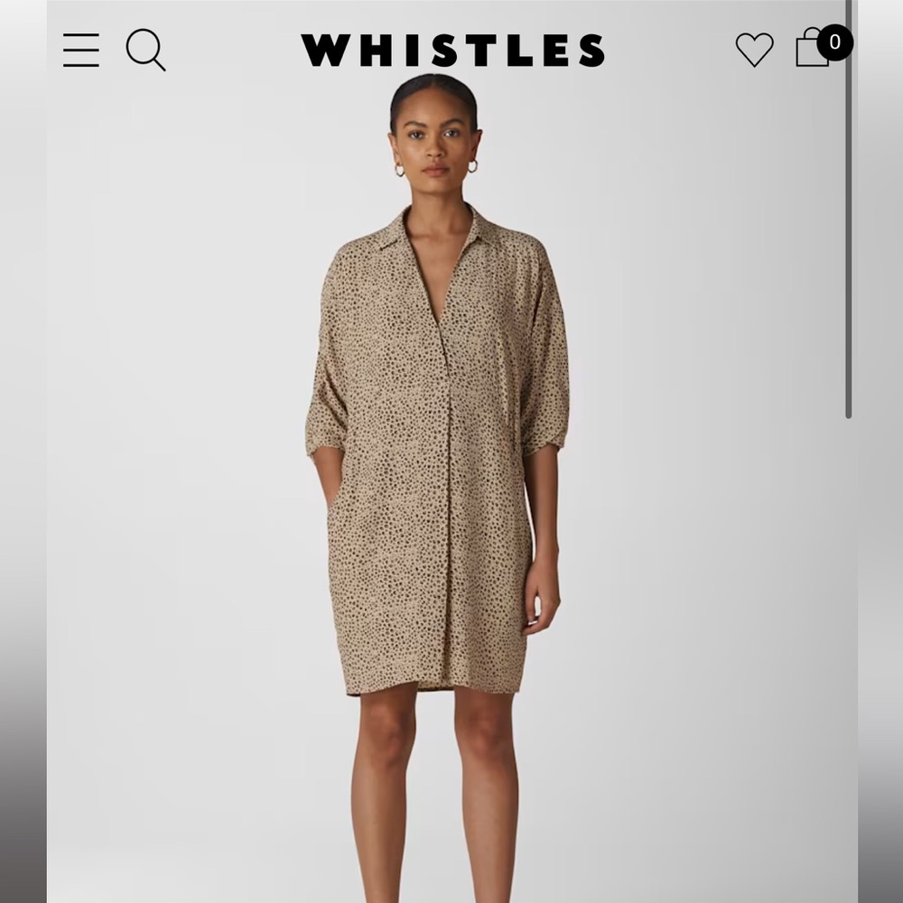 Whistles animal print dress, V neck, coccoon shape, w/ pockets. Size M, like new
